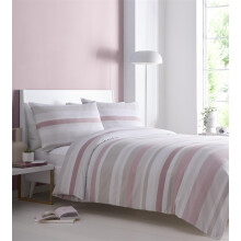 (Double, Pink) Portfolio Living Simply Stripes Duvet Cover Set Bedding Set