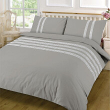 (Super King, Grey) Duvet Cover Set Luxury Bedding Set 100% Egyptian Cotton Percale 200 Thread Count