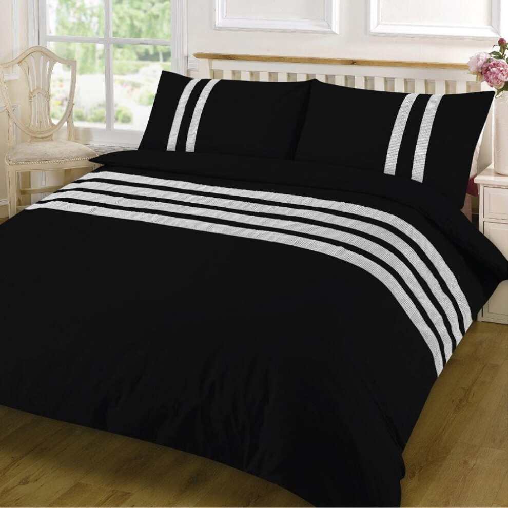 (King, Black) Duvet Cover Set Luxury Bedding Set 100% Egyptian Cotton Percale 200 Thread Count