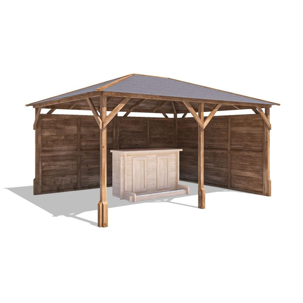 Dunster House Garden Bar Gazebo W4m x D3m Utopia with Log Bar