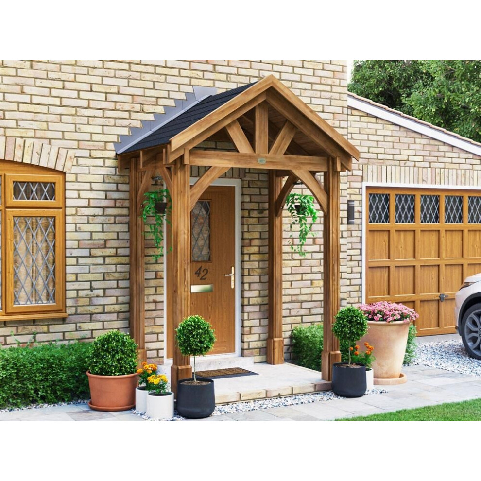 Dunster House Wooden Porch Canopy 2m x 1.5m Thunderdam (4 Post Full Height)