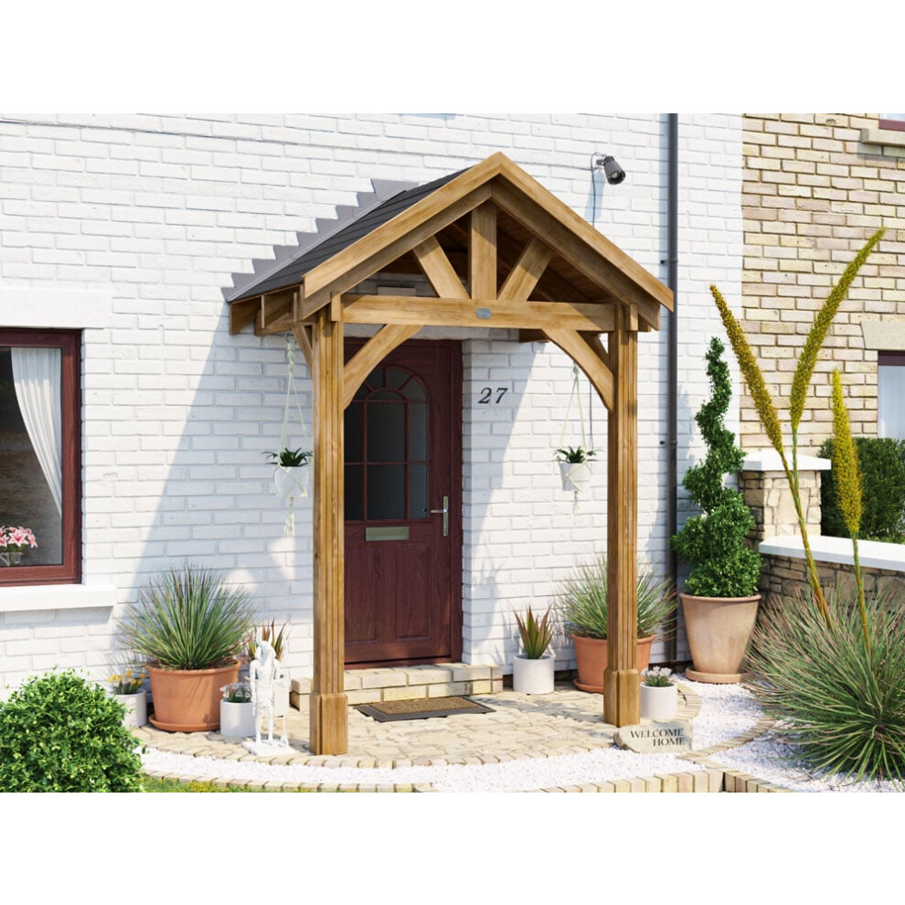 Dunster House Wooden Porch Canopy 2m x 1.5m Thunderdam (2 Post Full Height)