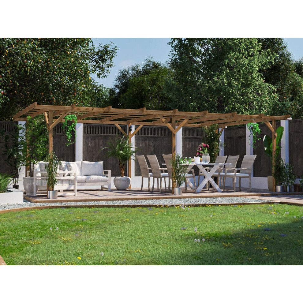 Dunster House Wooden Pergola 6m x 3m Garden Plant Frame Kit Utopia