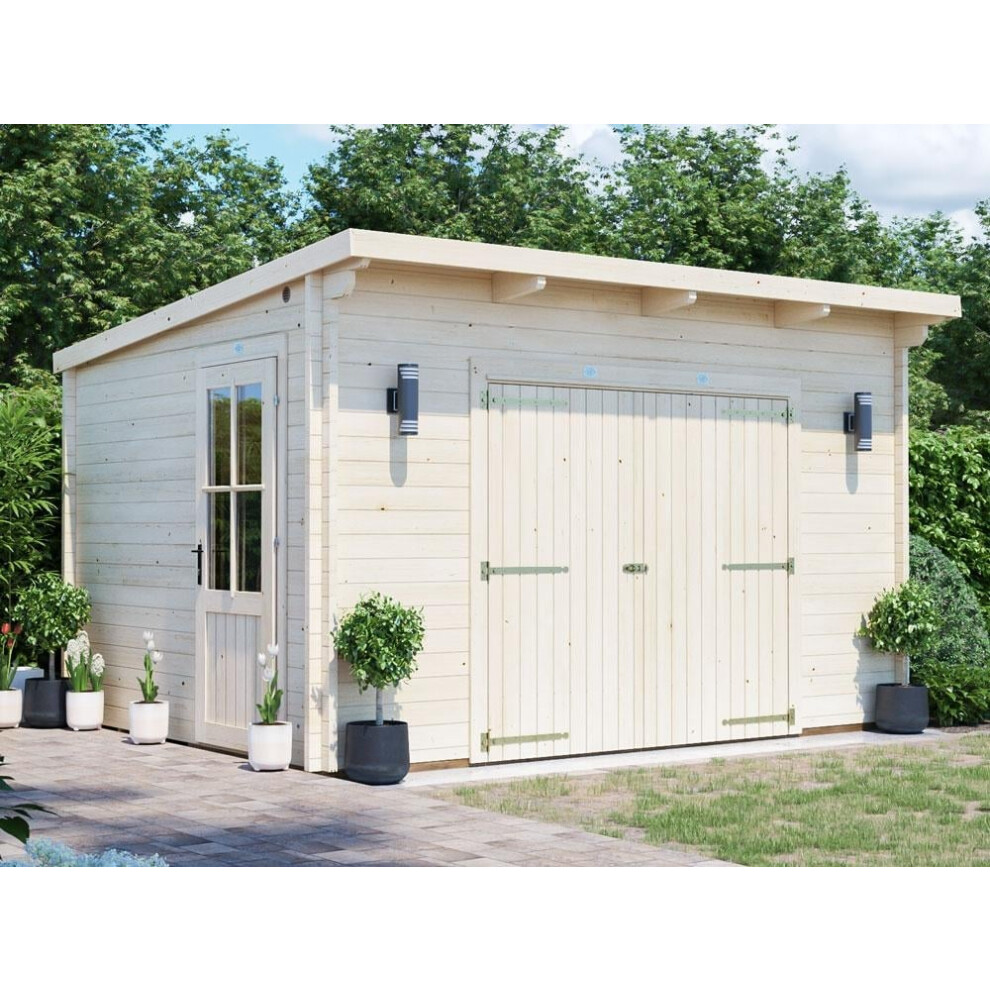 Dunster House Garden Workshop Log Cabin 4 x 3 Metres Heavy Duty Wooden Shed Outdoor Storage EvilGenius