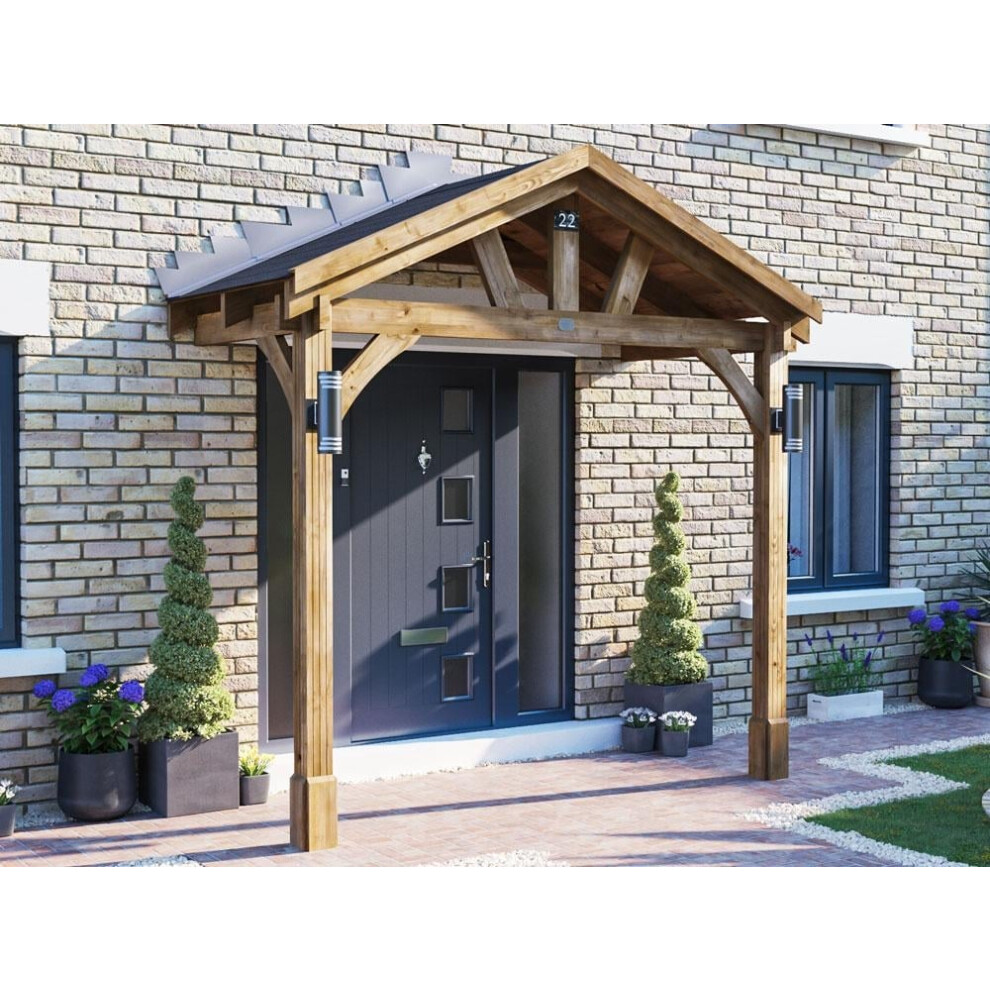 Dunster House Wooden Porch Canopy 3m x 1.5m Thunderdam (2 Post Full Height)