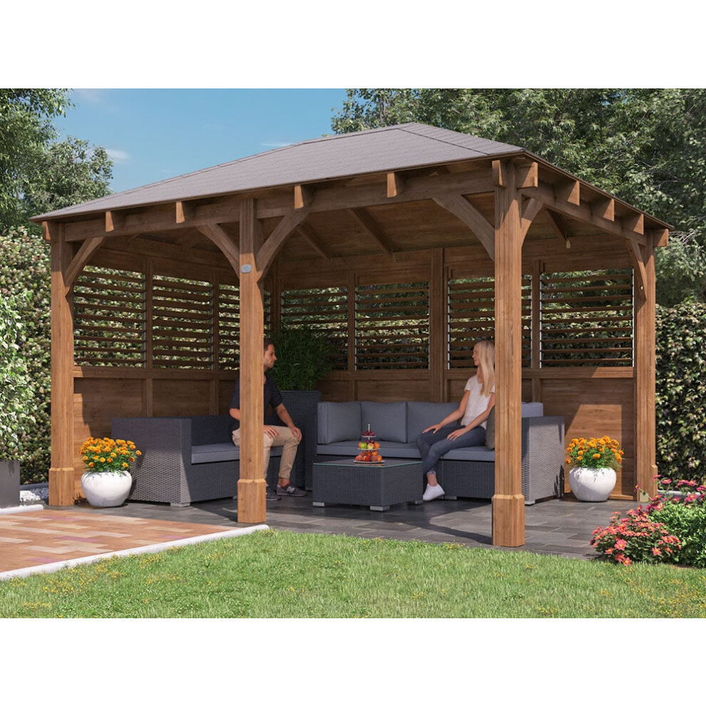 Dunster House Gazebo 4m x 3m with Louvre Walls