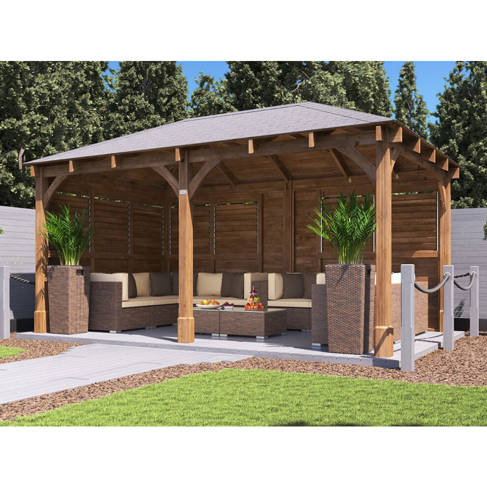 Dunster House Gazebo 5m x 3m with Louvre Walls