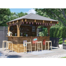Garden Bar 3m x 3m Wooden Outdoor Pub Shed Back Walled Leviathan Dunster House