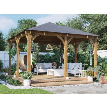 Wooden Gazebo 4x4m Pressure Treated Roof Shingles Leviathan Dunster House