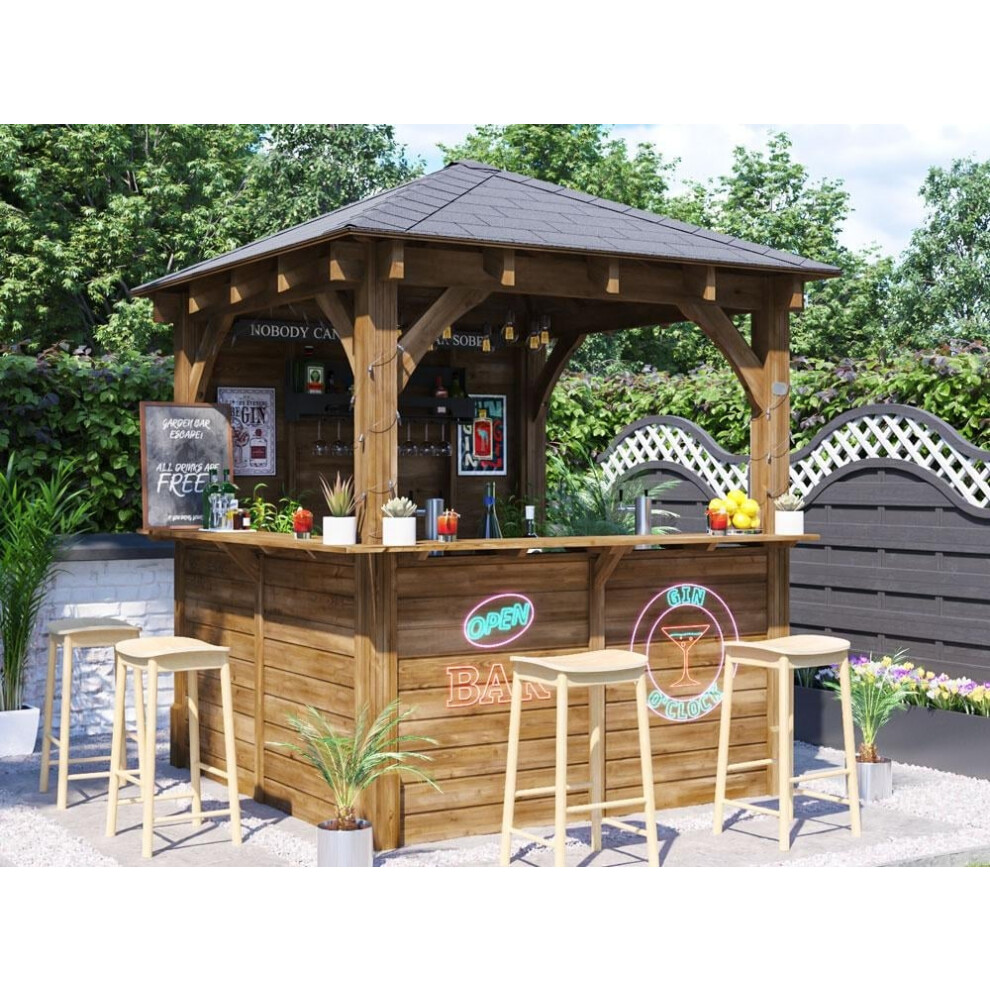 Dunster House Garden Bar 2.5m x 2.5m Wooden Outdoor Pub Shed Leviathan (L Shape)