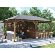 Garden Bar 6m x 3m Wooden Outdoor Pub Shed Back Wall Leviathan Dunster House