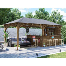Garden Bar 6m x 3m Wooden Outdoor Pub Shed Side Wall Leviathan Dunster House