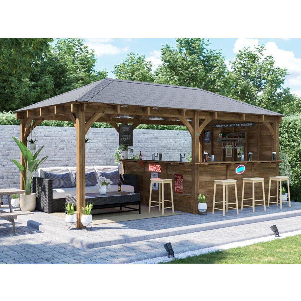 Dunster House Garden Bar 6m x 3m Wooden Outdoor Pub Shed Leviathan Side Wall