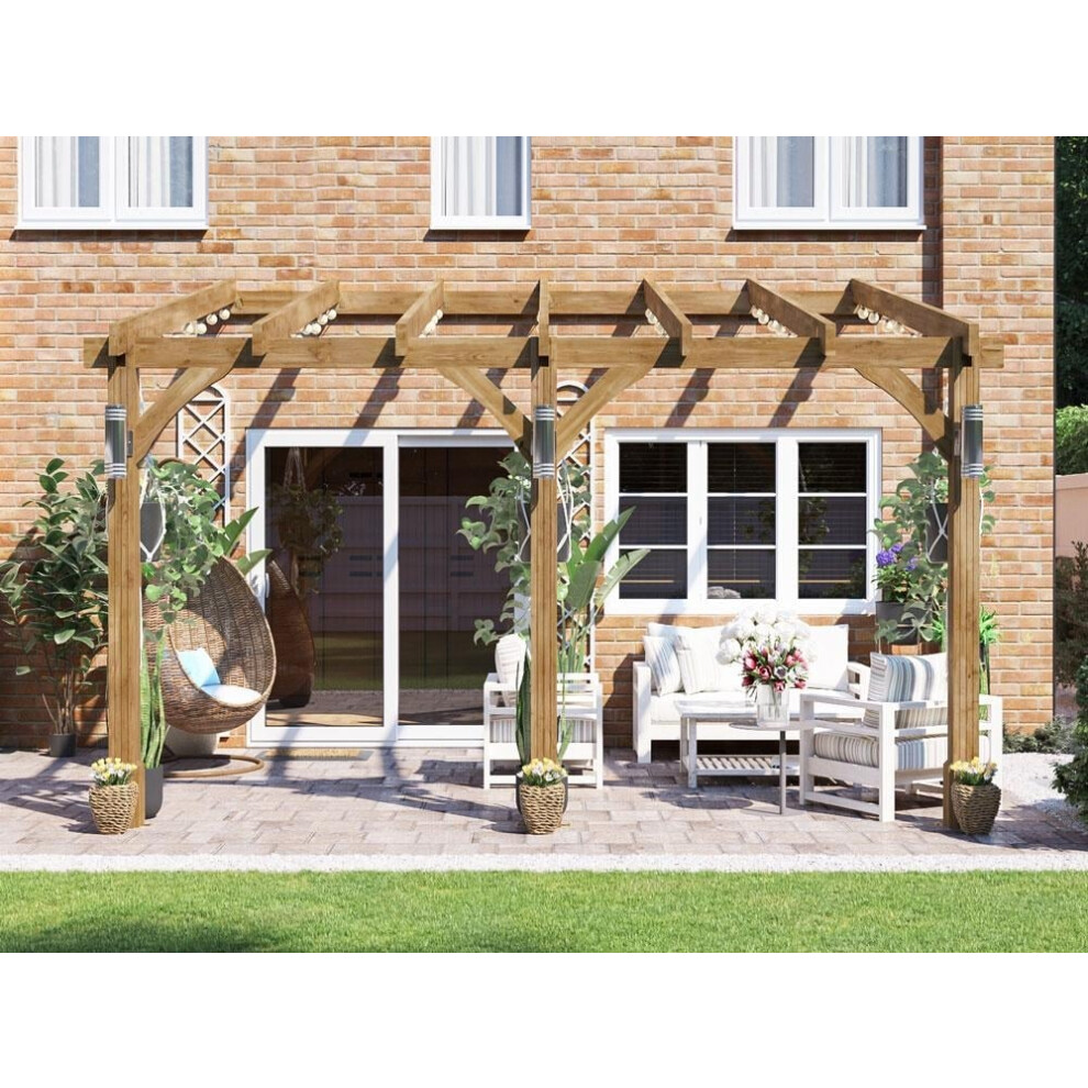 Dunster House Wooden Lean To Pergola 4m x 3m Plant Frame Leviathan