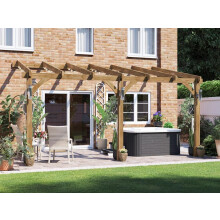 Dunster House Wooden Lean To Pergola Wall Mounted 5m x 3m Leviathan