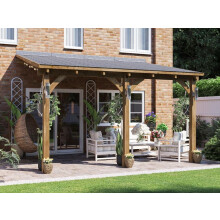 Lean To Gazebo Wooden Canopy Kit 4x3m Pressure Treated Roof Shingles Leviathan Dunster House