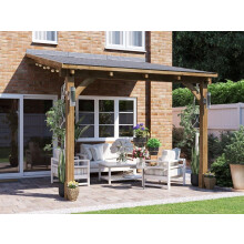 Lean To Gazebo Wooden Canopy Kit 3m x 3m Patio Garden Shelter Leviathan Dunster House