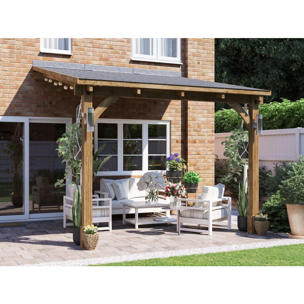 Dunster House Lean To Gazebo Wooden Canopy Kit 3m x 3m Patio Garden Shelter Leviathan