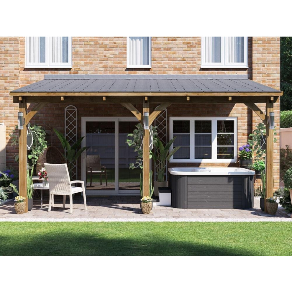 Dunster House Lean To Gazebo Wooden Canopy Kit 5m x 3m Patio Garden Shelter Leviathan