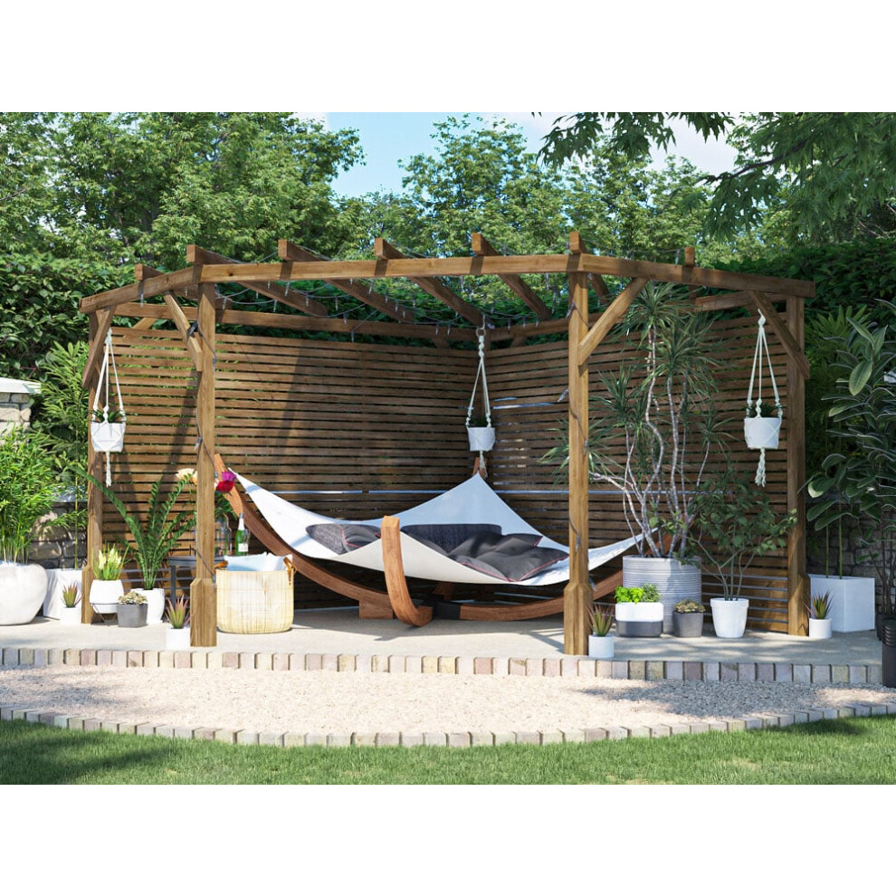 Dunster House Corner Pergola Kit 3m x 3m Diamond Slatted Wall Utopia