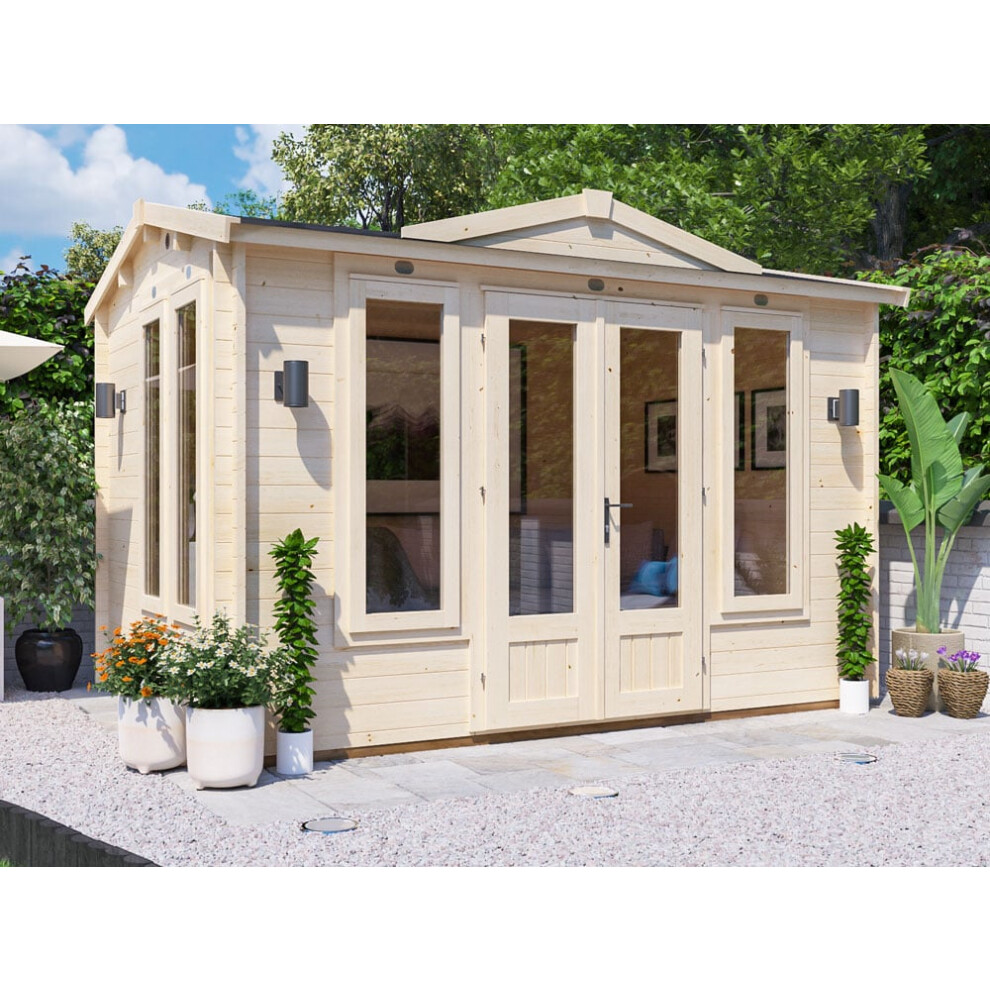 Dunster House Log Cabin Summer House 3.5m x 2.5m DIY Outdoor Building Shed GhostFlower 34mm