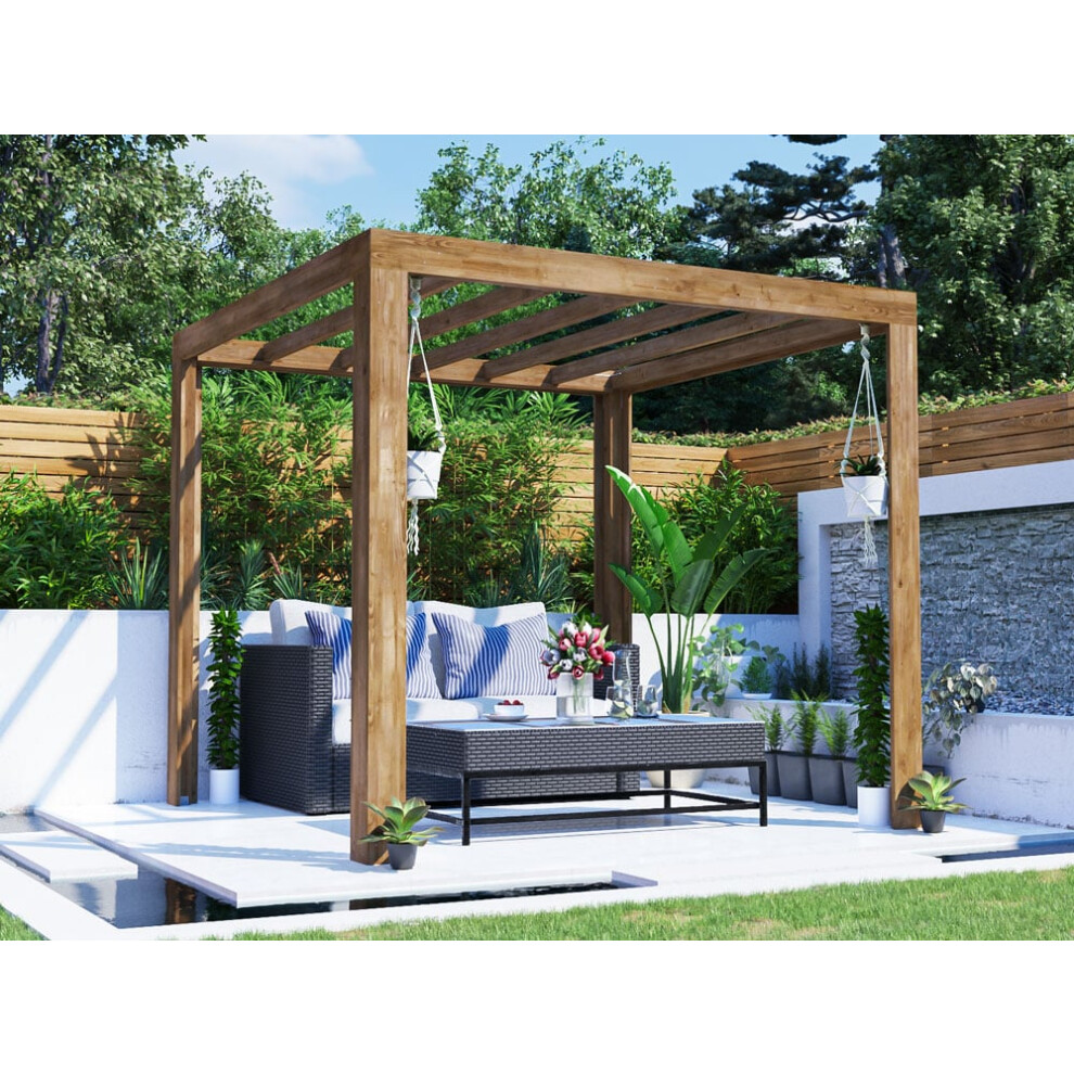 Dunster House Wooden Pergola 2.5m x 2.5m Garden Canopy TerraCube