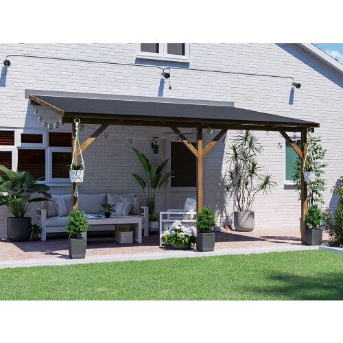 Lean To Gazebo Kit Wall Mounted 4x3m Superfelt Utopia Dunster House
