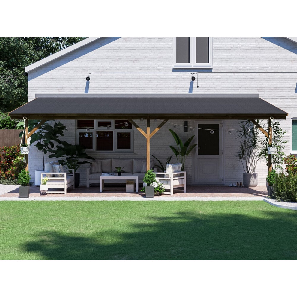 Dunster House Lean To Gazebo Kit Wall Mounted 6m x 3m Garden Shelter Wooden Canopy Utopia
