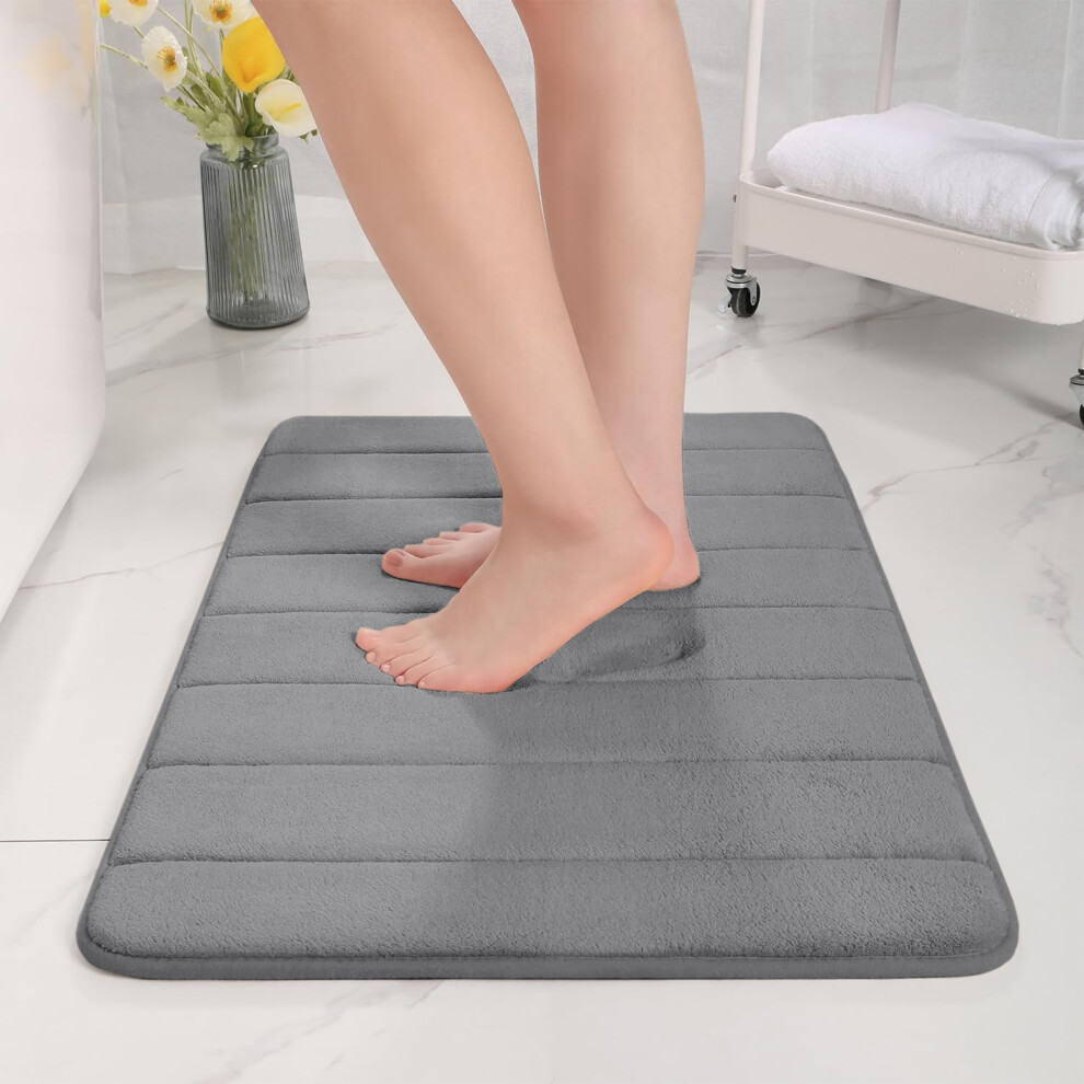 (40x60 cm, Grey) Bathroom Bath Mat Memory Foam Non-Slip Shower Rug