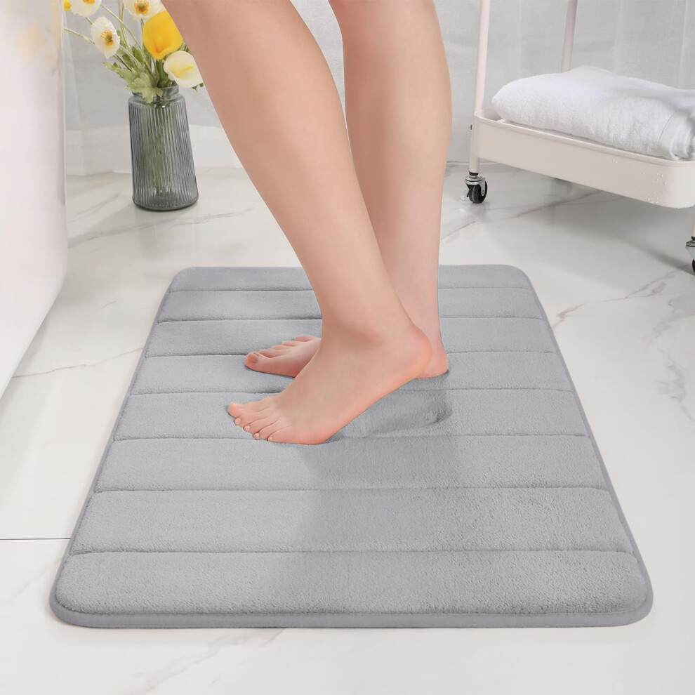 (50x80 cm, Silver) Bathroom Bath Mat Memory Foam Non-Slip Shower Rug-image-OPC-PF2D8XM-NEW