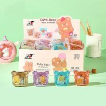 48pcs Cute Little Bear Shaped Double Hole Pencil Sharpener Cartoon Manual Sharpener Student Stationery Gift