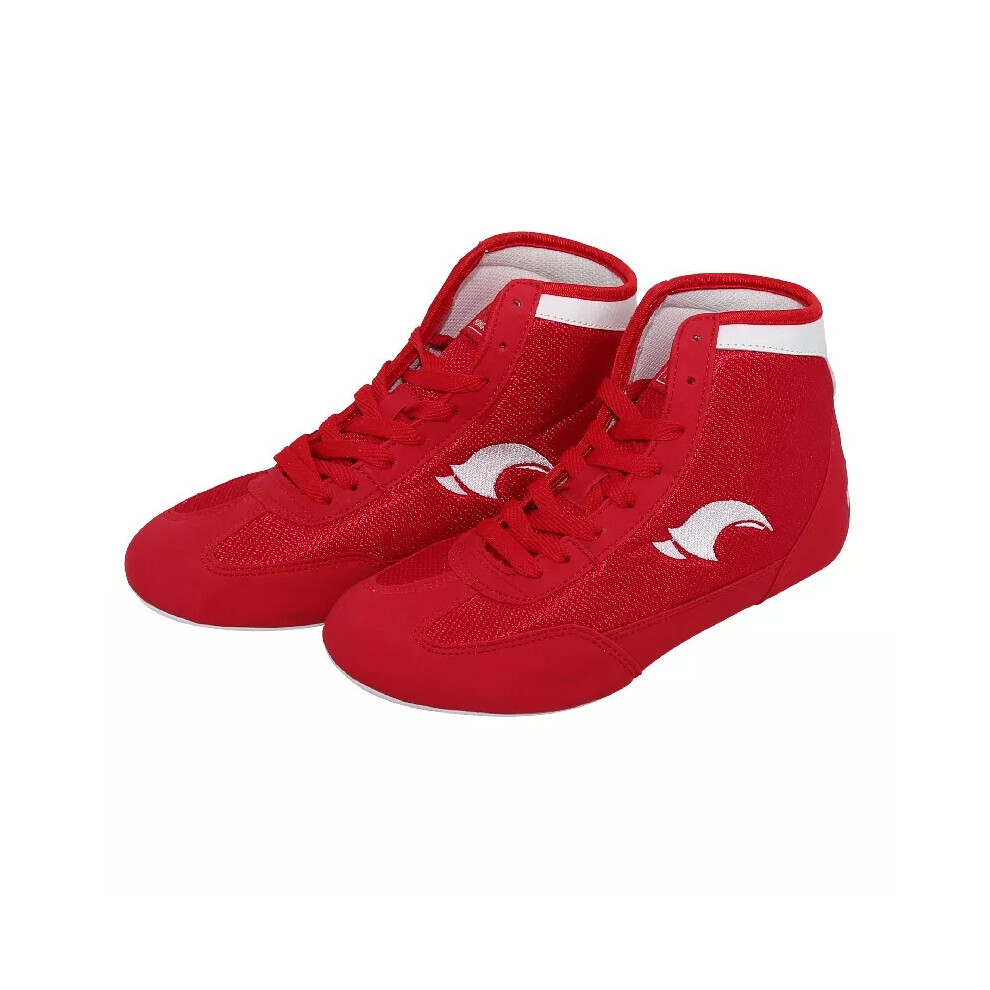 (Red-1, Tag Size 32=UK Size 12.5 Kids) Boys Mens Boxing Shoes Breathable Lightweight High To Wide Wrestling Shoe