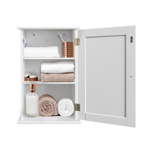 Kitchen Cabinet Single Wall Mounted Storage Cupboard Shelf for Bathroom with Adjustable Shelf