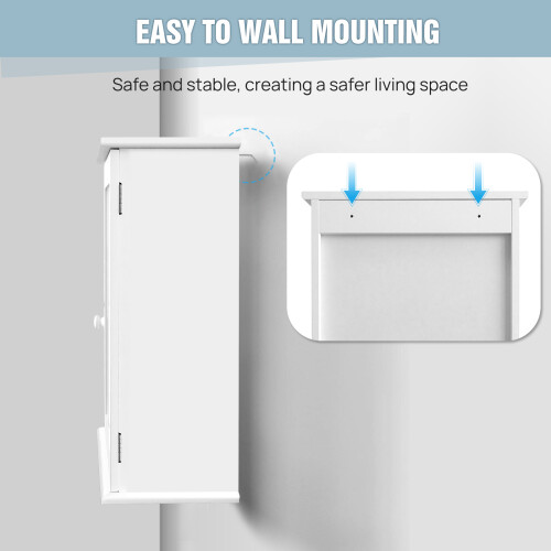 Kitchen Cabinet Single Wall Mounted Storage Cupboard Shelf for Bathroom with Adjustable Shelf 1