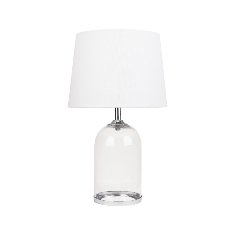 Curved - Clear Glass Cloche Table Lamp With White Shade