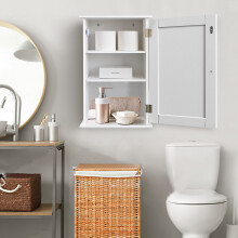 Wall Cabinet Floor Cabinet Double Door Cupboard Wall Mounted Storage Shelves with Adjustable Shelf for Bathroom Living Room Kitchen