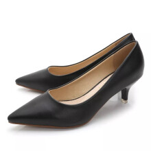 (Black, UK Size 5=Tag Size 38) Ladies Pumps Pointed Toe Dress Shoes Womens Work Fashion Slip On Comfort Heels