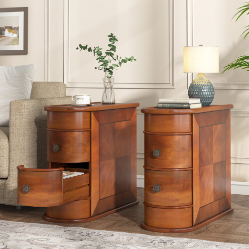 Tribesigns Tribesigns Solid Wood Side Table, 2-Drawer Narrow End Table Slim Table 1