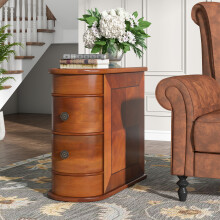 Tribesigns Solid Wood Side Table, 2-Drawer Narrow End Table Slim Table
