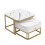 (White, Side Table with Drawer) Nestable Coffee Table, High Gloss Marble Exterior 4
