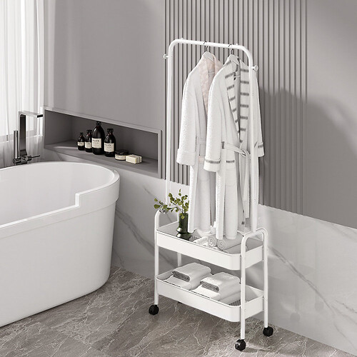 Living And Home Modern Rolling White Clothes Rack 1