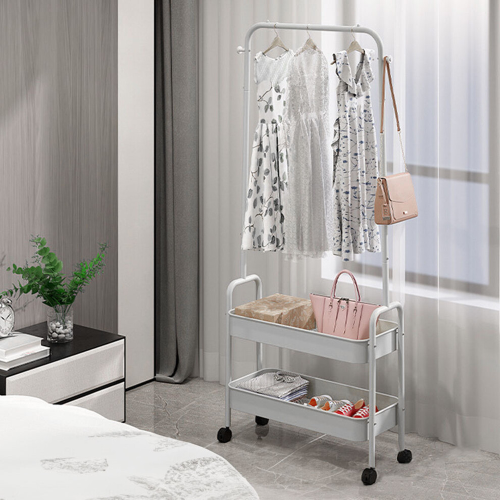 Modern Rolling White Clothes Rack