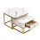 (White, Side Table with Drawer) Nestable Coffee Table, High Gloss Marble Exterior 13