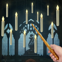 (12pcs) 12pcs Hanging Floating Candles With Wand Remote And String