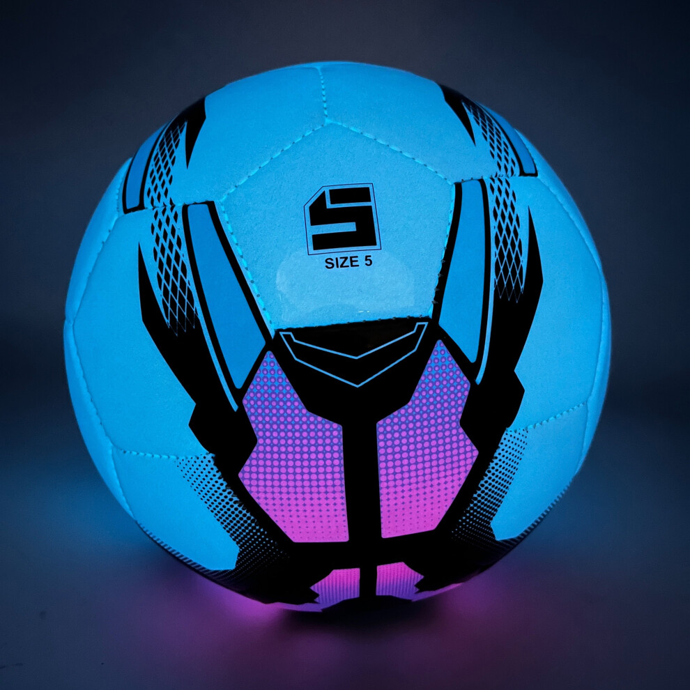 Flemye ( Light) Professional Pu Leather Soccer Ball For Competition And Training - Luminous Design Blue/Light