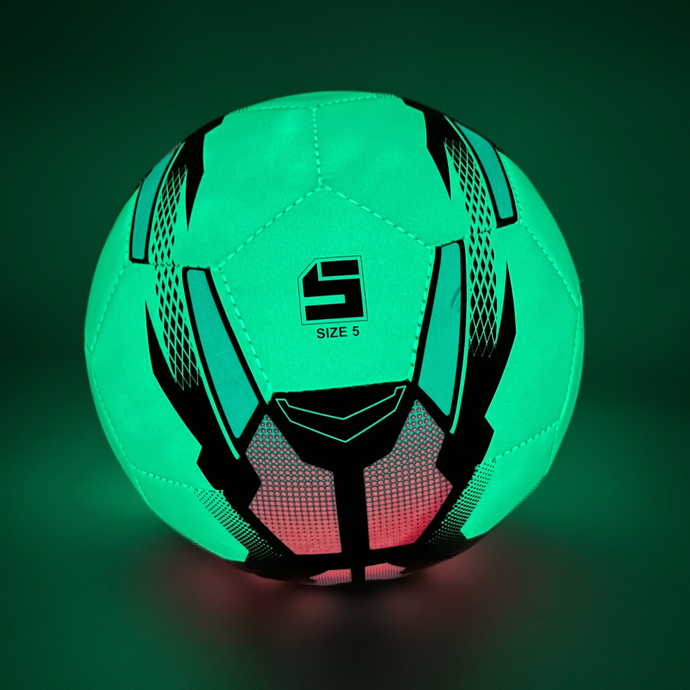 Flemye ( Light) Professional Pu Leather Soccer Ball For Competition And Training - Luminous Design Green/Light