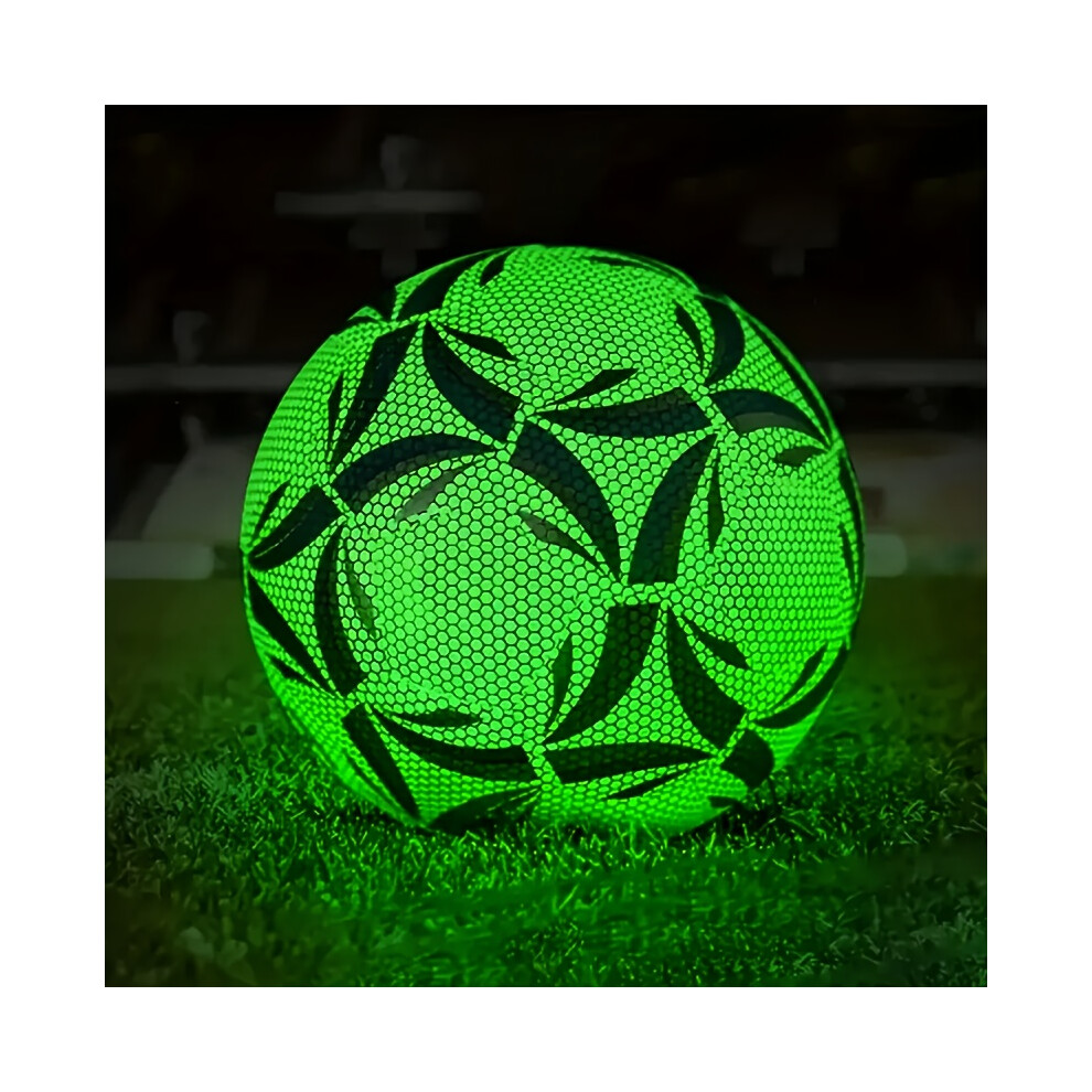 Flemye (Number 5, Luminous Football) Size 5 Colorful Luminous Football, High Visibility Reflective Soccer Ball