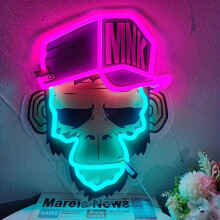 (pink) 1pc Smoking Monkey Neon Sign Light, Wall Decor LED Neon Sign Light