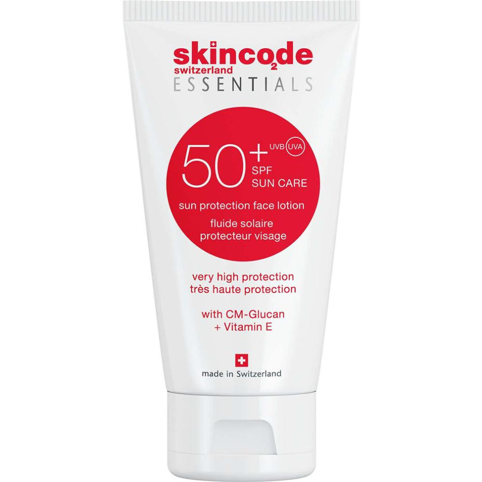 Skincode Essentials Sun Protection Face Lotion SPF50+, Non-greasy, Water & Sweat Resistant, Fragrance-free, Paraben Free, 50ml