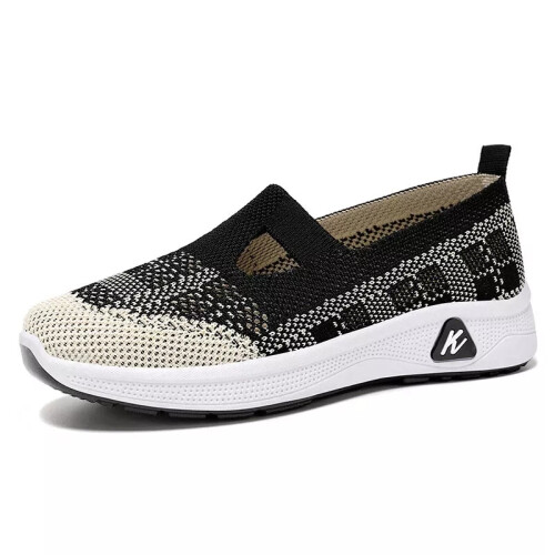 Black UK Size 5.5 Tag Size 39 Women Colorblock Comfort Shoes Ladies Slip On Trainers Memory Foam Casual Loafer on OnBuy